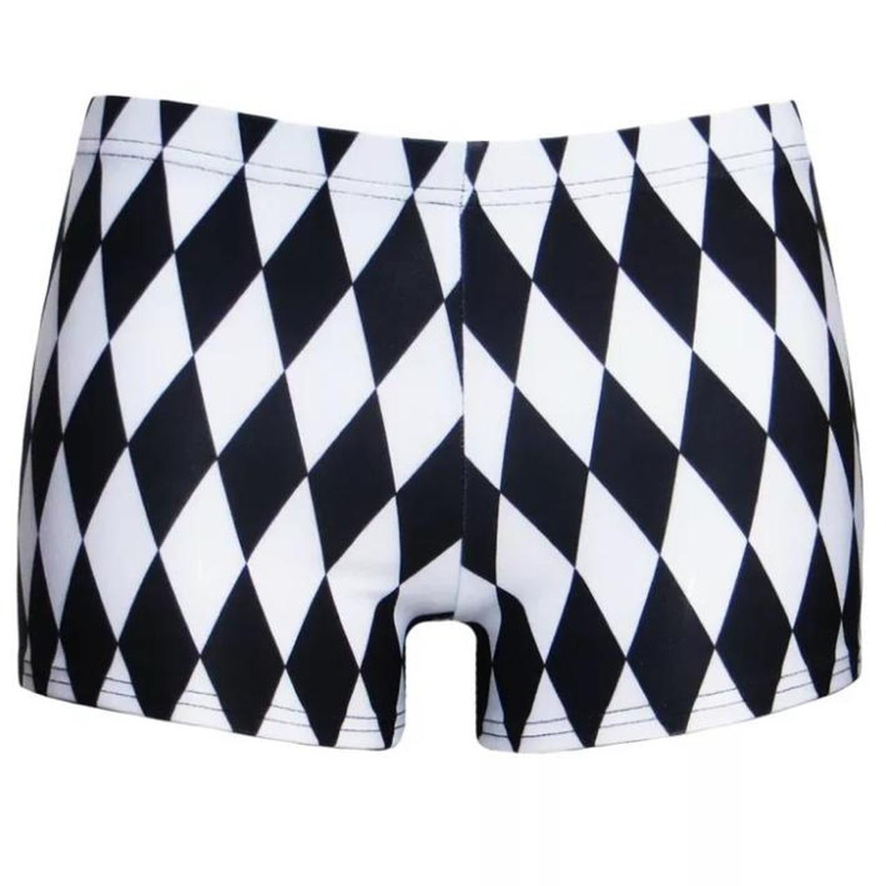 Black and White Diamond Harlequin Shorts