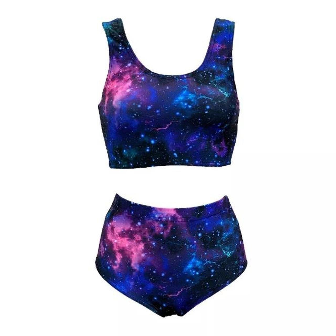 Galaxy Print Shorts Crop Top Co-Ord Festival Set