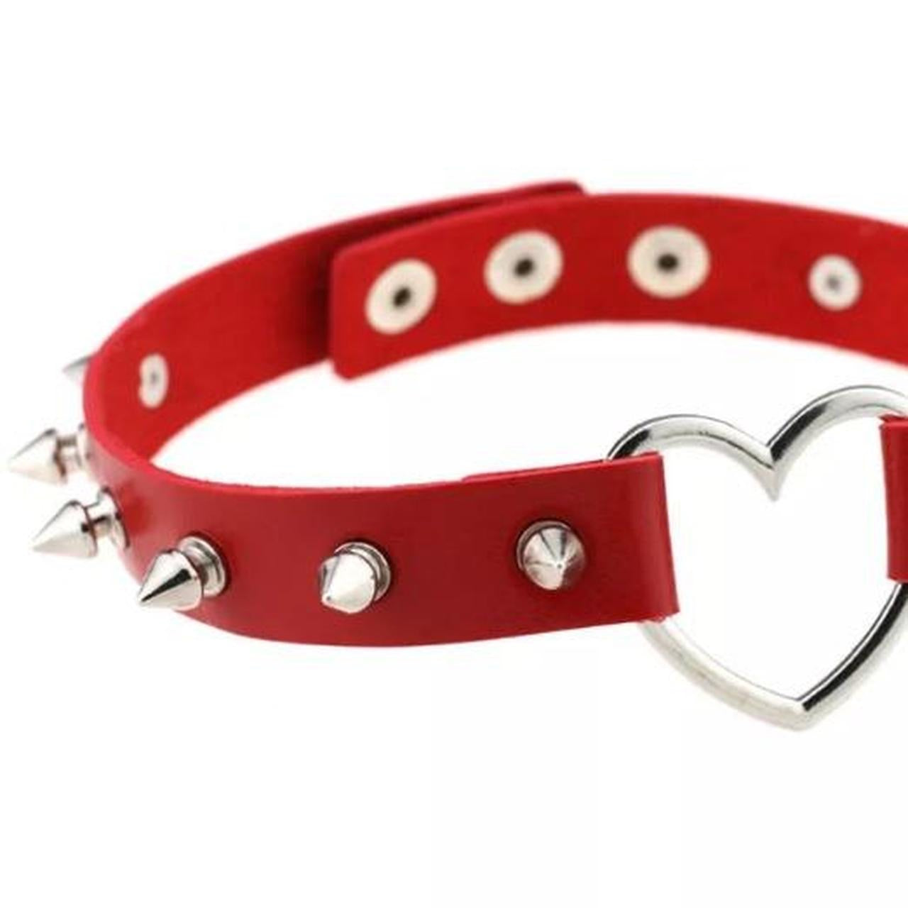 Red Faux Leather Spike Studded Gothic Choker