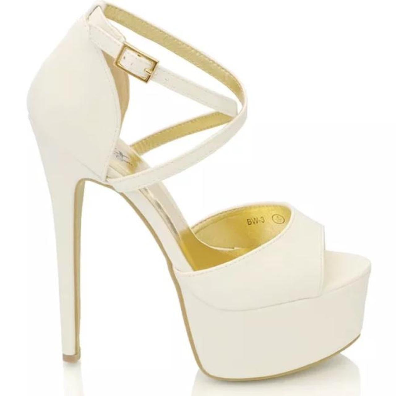 White Faux Leather Platform Stiletto Heels