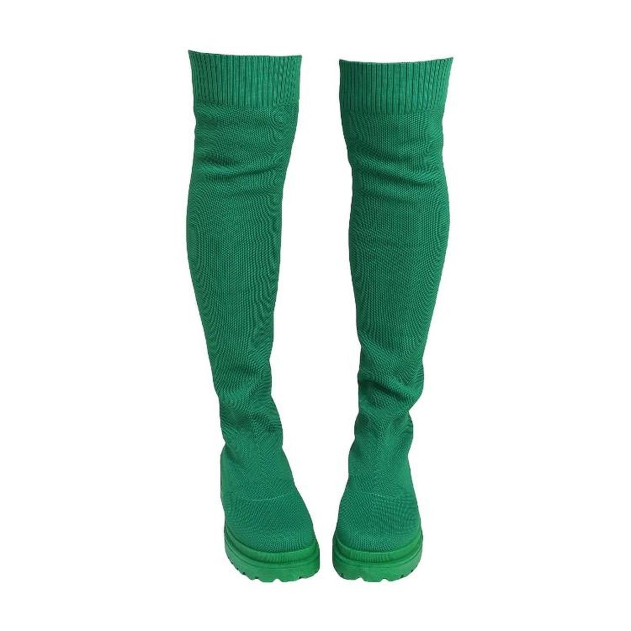 Green Over Knee Chunky Sock Boots