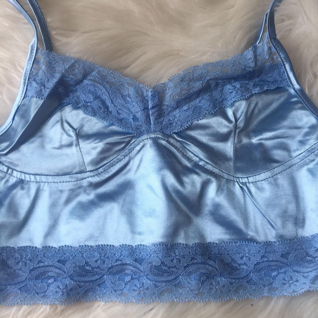 Blue Satin Lace Bralet Crop Top