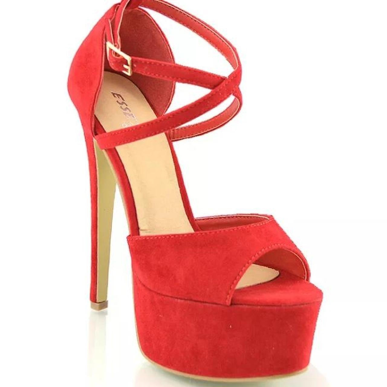 Red Suede Platform Stiletto Heels