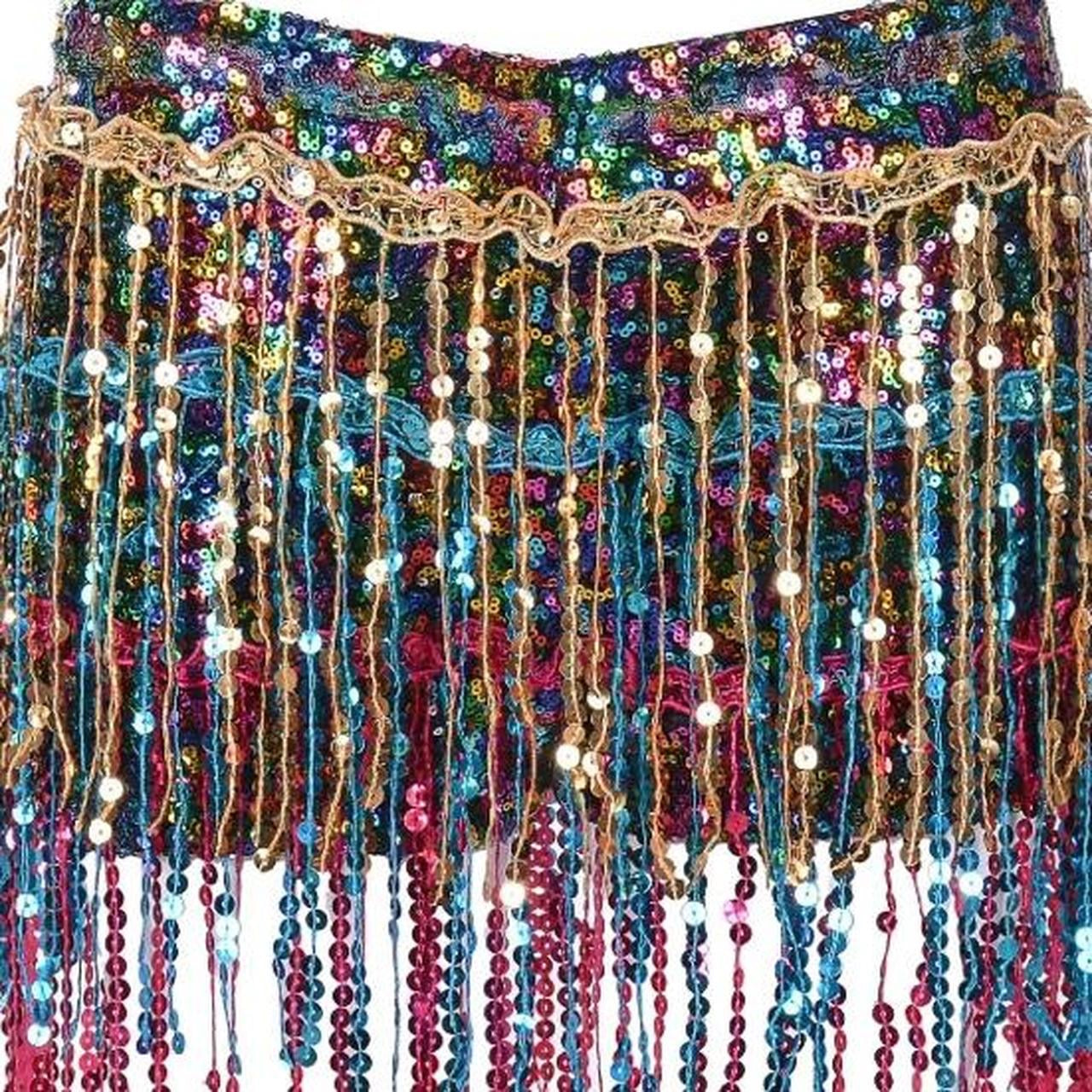 Multicoloured Sequin Tassel Party Shorts