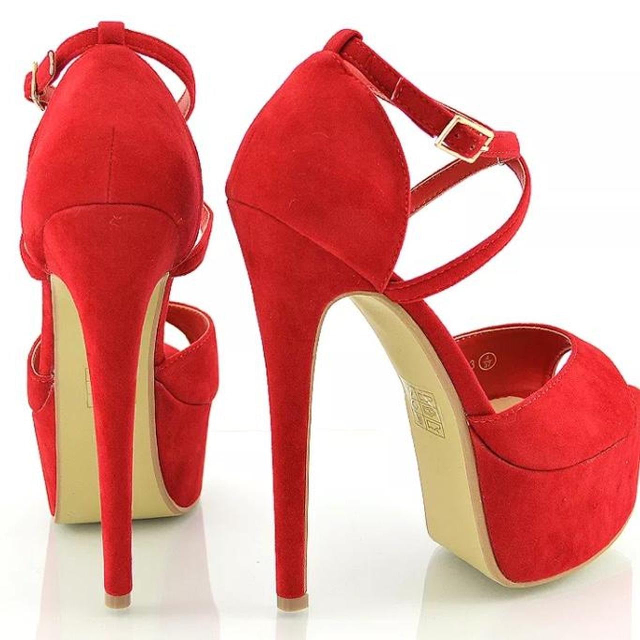 Red Suede Platform Stiletto Heels