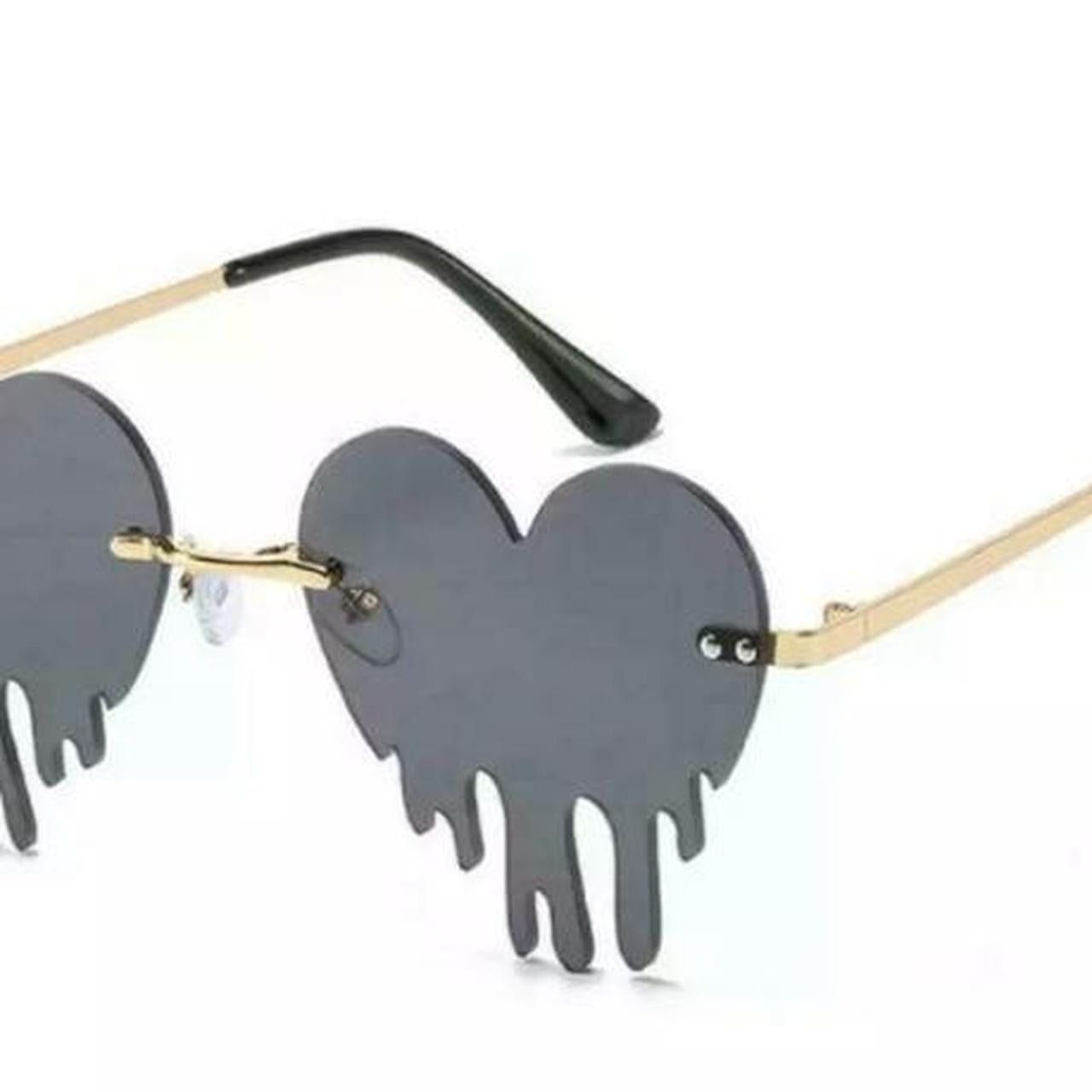 Black Heart Dripping Frame Sunglasses