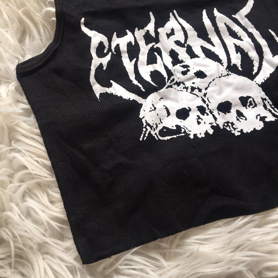 Black Eternal Skull Tank Crop Top