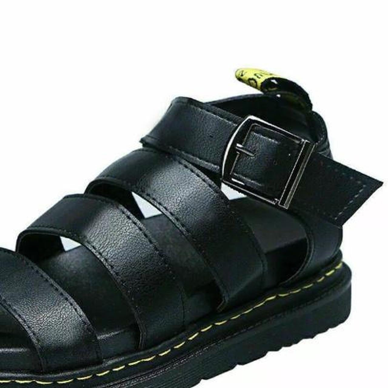 Black Faux Leather Chunky Punk Gladiator Sandals