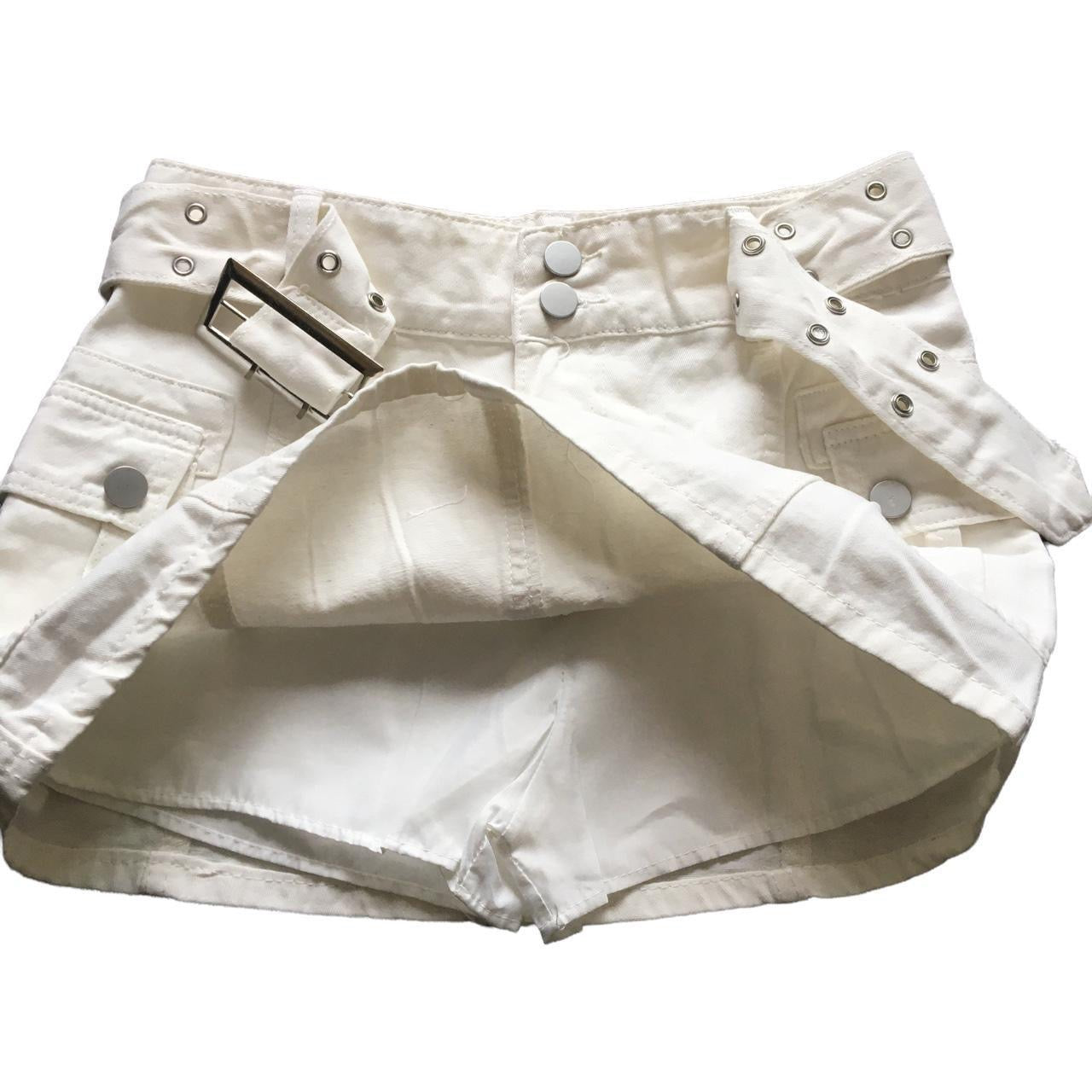 White Cargo Mini Skirt