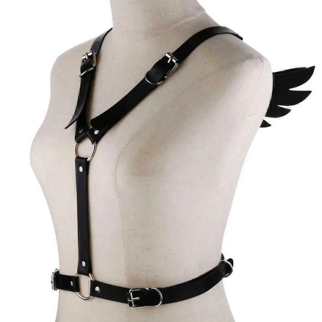 Black Faux Leather Wing Body Harness